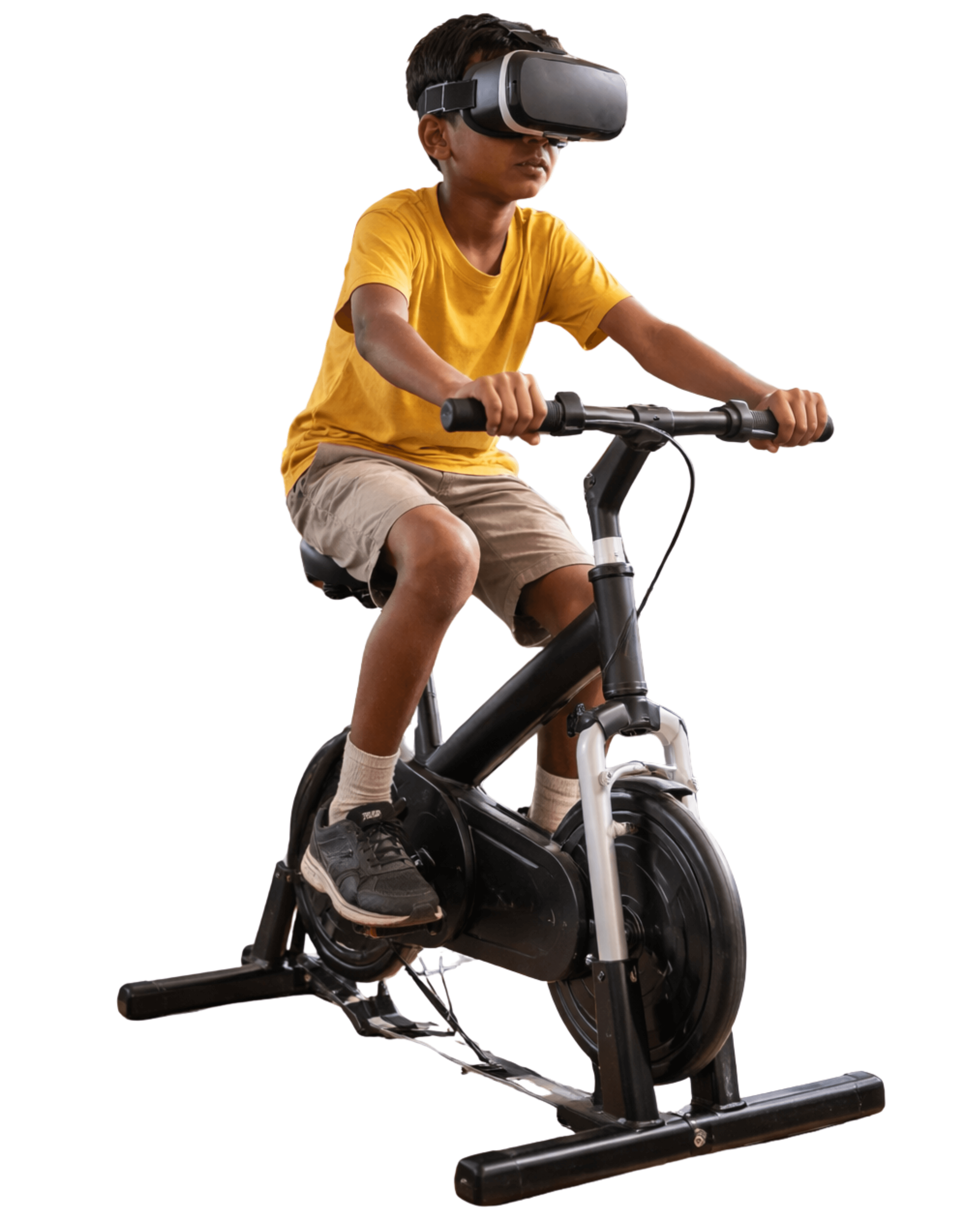 Child on VR stationary cycle — Wonders on Wheels